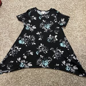 Lularoe Melissa Tunic - XXS Teal And Gray Rose Floral Stretchy